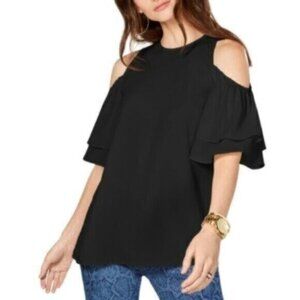 Michael Kors Black Cold Shoulder Dressy Blouse Medium